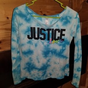 Justice sweater blue tie dye